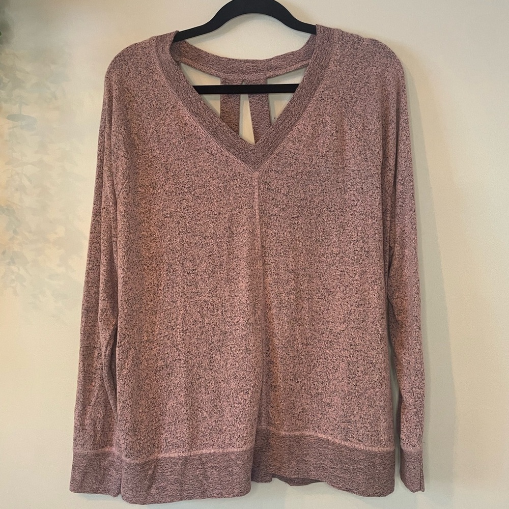 Maurices Heathered Pink V-Neck Sweatshirt